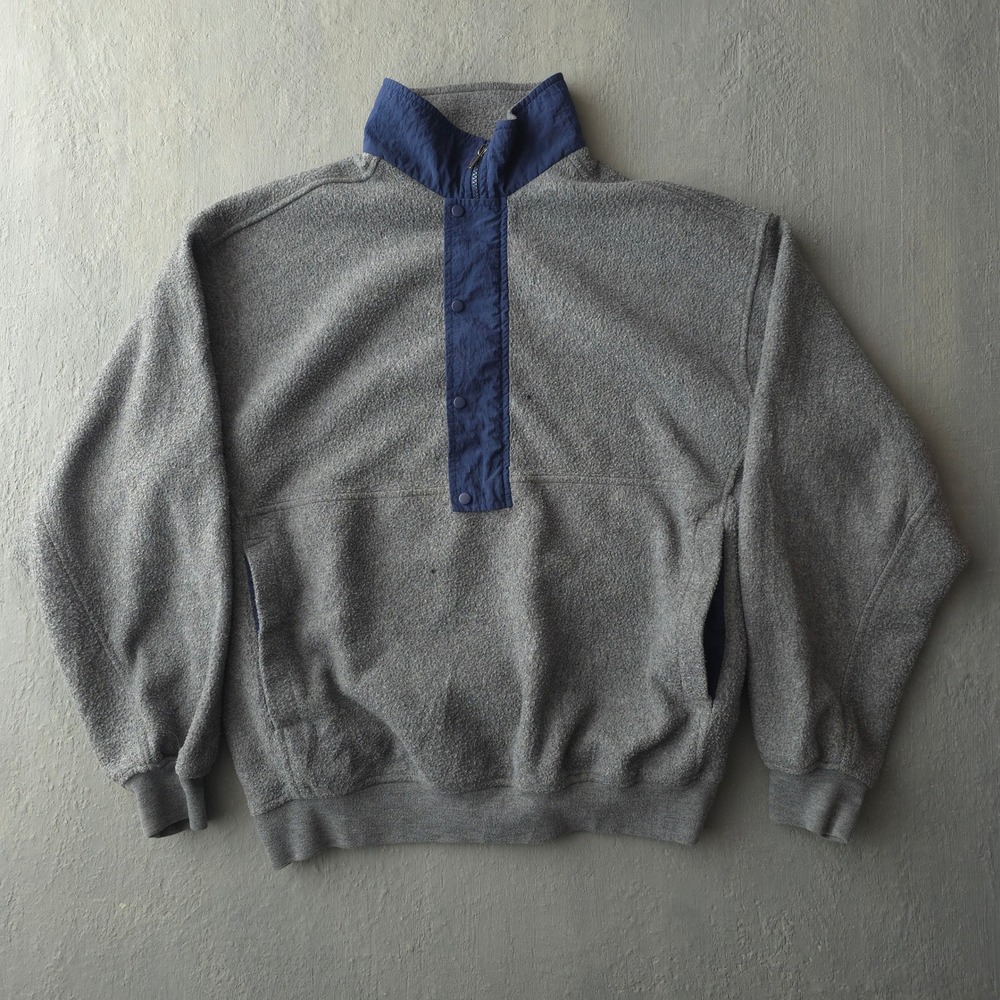 Vintage 90s GAP Grey Fleece Pullover Large Snap Neck